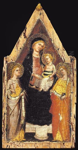 Madonna In Trono Con Bambino E Sante Oil Painting by Master Of San Jacopo A Mucciana