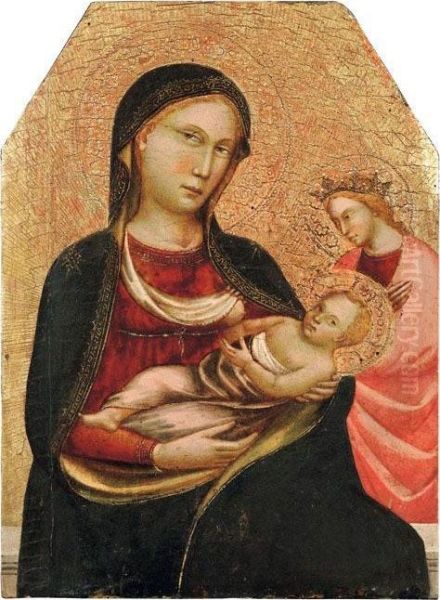 Madonna Col Bimbo E Santa Coronata Oil Painting by Master Of Sant'Ivo