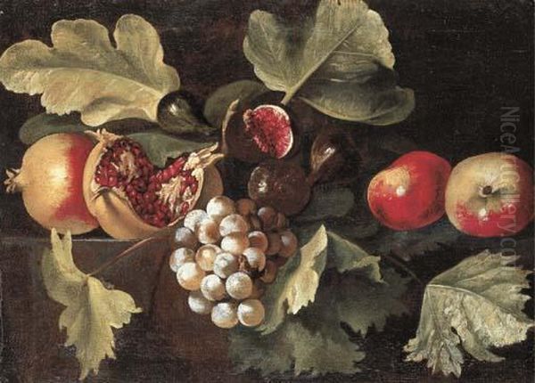 Pomegranates, Figs, Grapes And Apples On A Ledge Oil Painting by Master Of The Acquavella Still Life