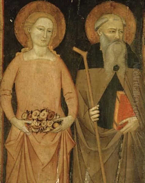 Saint Dorothy And Saint Anthony Abbot Oil Painting by Master Of The Ashmolean Predella