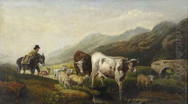 Landscape With Cattle Oil Painting by Master Of The Blue Landscapes