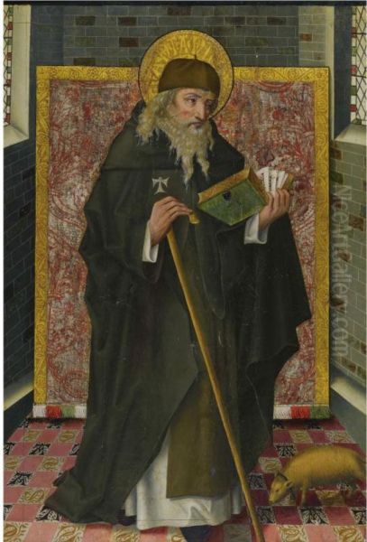 Saint Anthony Abbot Oil Painting by Master Of The Death Of Saint Nicholas Of Munster