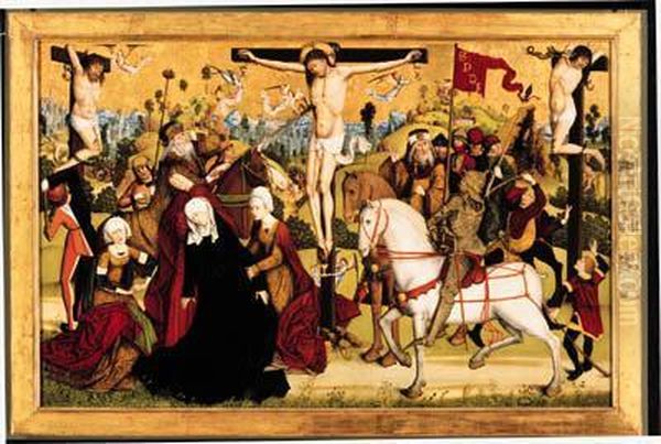 Calvary Oil Painting by Master Of The Death Of Saint Nicholas Of Munster