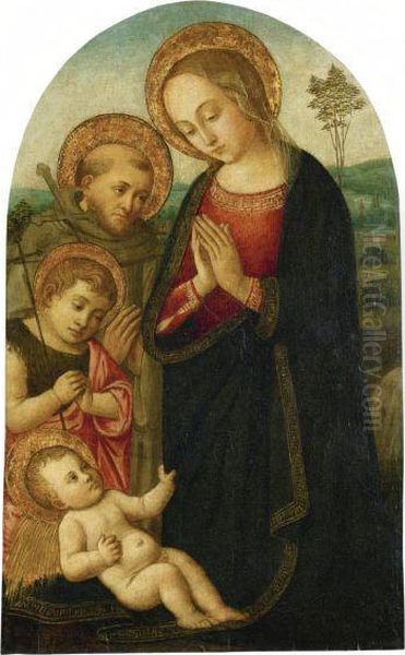 Madonna And Child With The Infant Saint John And Saintfrances Oil Painting by Master Of The Fiesole Epiphany