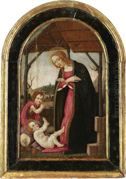 The Madonna And Child With The Infant St. John The Baptist Oil Painting by Master Of The Fiesole Epiphany