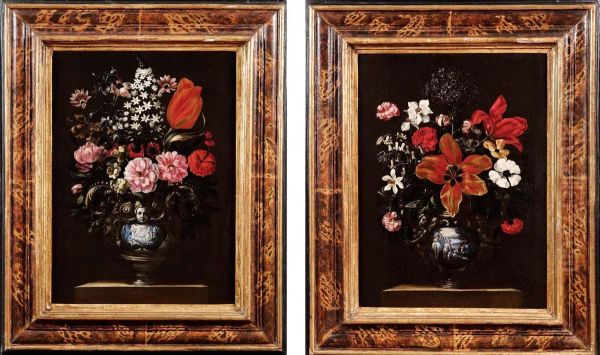 Fiori In Un Vaso Metallicoistoriato Oil Painting by Master Of The Grotesque Vases