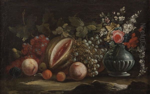 Natura Morta Con Fiori E Frutta Oil Painting by Master Of The Guardeschi Flowers