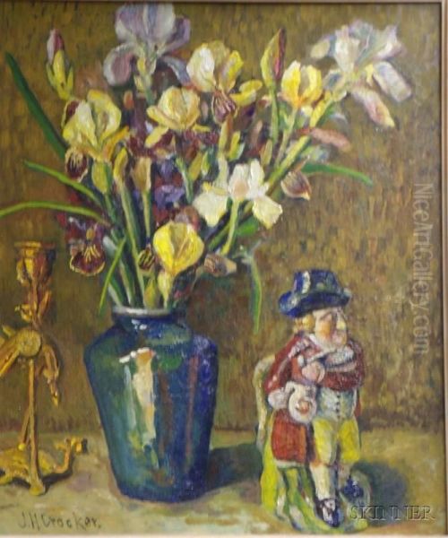 With Irises And Figurine Oil Painting by Master Of The Hartford Still Life