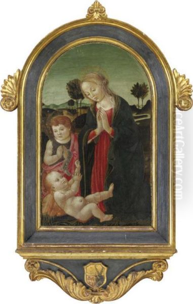 Madonna Con Bambino E San Giovannino Oil Painting by Master Of The Johnson Assumpt. Of The Magdalen