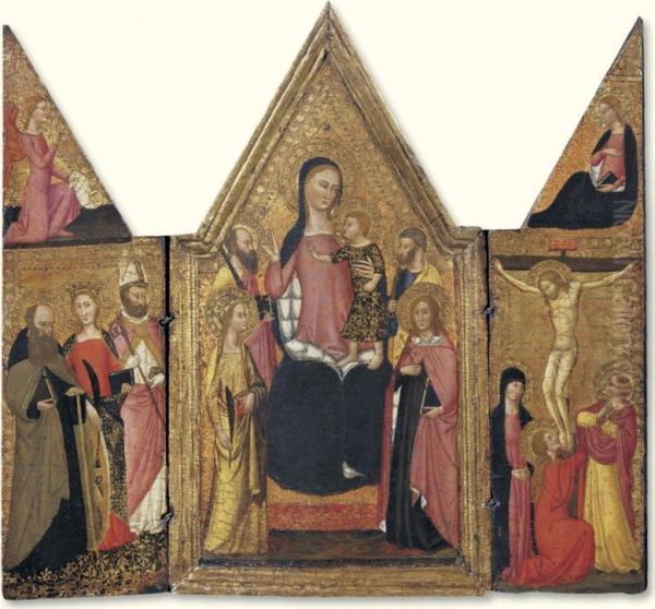 The Madonna And Child Enthroned With Saints Barbara, Paul Oil Painting by Master Of The Lazzaroni Madonna