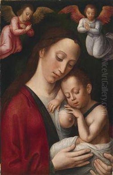 The Virgin And Child With Angels Oil Painting by Master Of The Legend Of The Magdalene