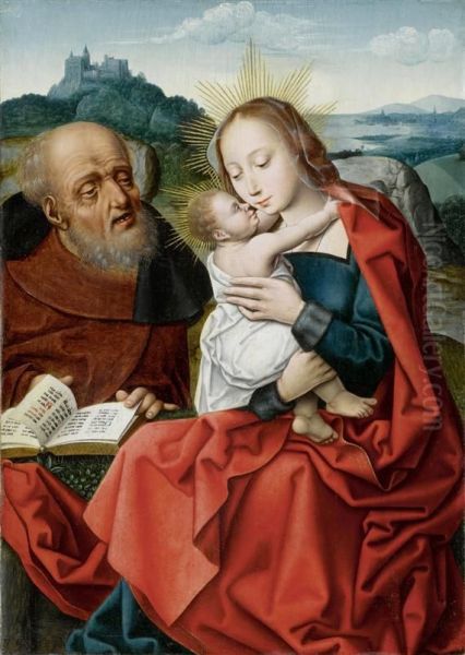 The Holy Family Before A Broad Landscape. Oil Painting by Master Of The Legend Of The Magdalene