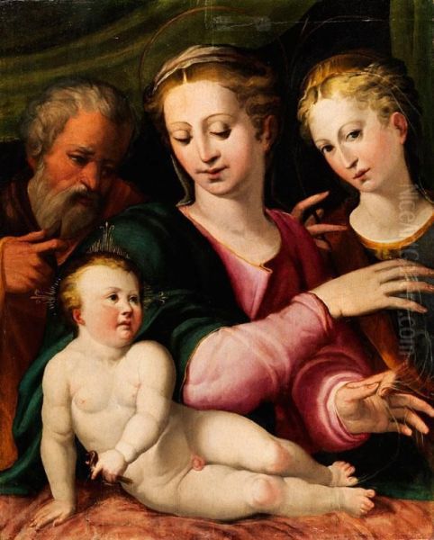 Die Heilige Familie Mit Einer Jungen Heiligen Martyrerin Oil Painting by Master Of The Legend Of The Magdalene