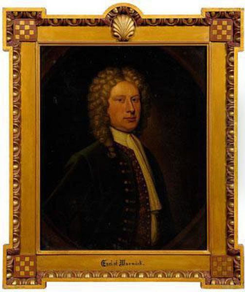 British Portrait,
Wigged Nobleman Wearing A Green Velvet Frock Coat And Brocaded
 Vestk Oil Painting by Master Of The Leonardesque Female Portraits