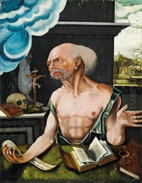 Der Hl. Hieronymus Im Gehaus Oil Painting by Master Of The Lille Adoration