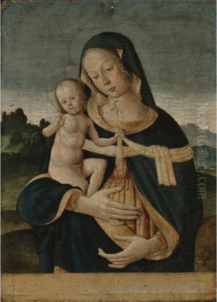 Madonna And Child Oil Painting by Master Of The Liverpool Madonna