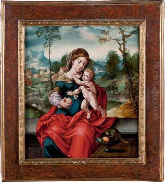 Madonna Con Il Bambino In Un Paesaggio, Con Scene Della Fuga In Egitto Oil Painting by Italian Unknown Master