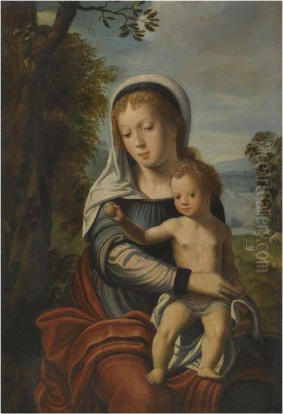 The Virgin And Child In A Landscape Oil Painting by Italian Unknown Master