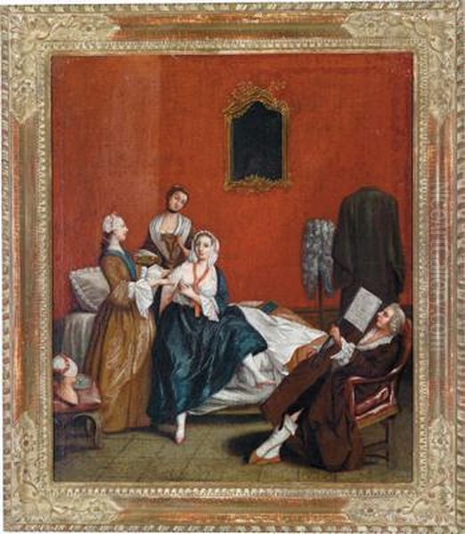 Toeletta Mattutina; Interno Oil Painting by Master Of The Riflessi