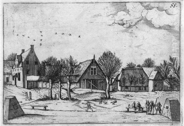 Country Village (bast. 44; New Holl. 155) Oil Painting by Master Of The Small Landscapes