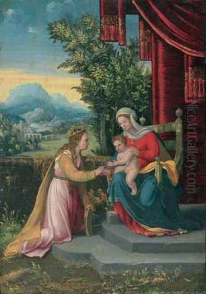 Matrimonio Mistico Di Santa Caterina Oil Painting by Master Of The Twelve Apostles