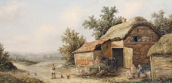 The Farmyard Oil Painting by Thomas Masters