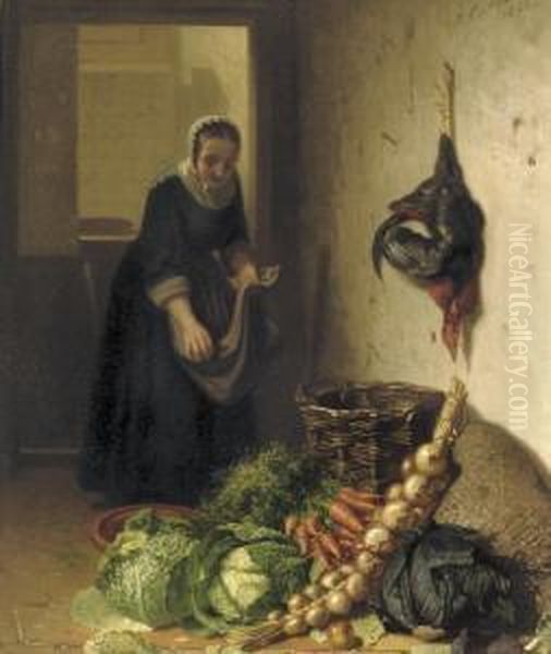 In The Kitchen Oil Painting by Johannes Engel Masurel