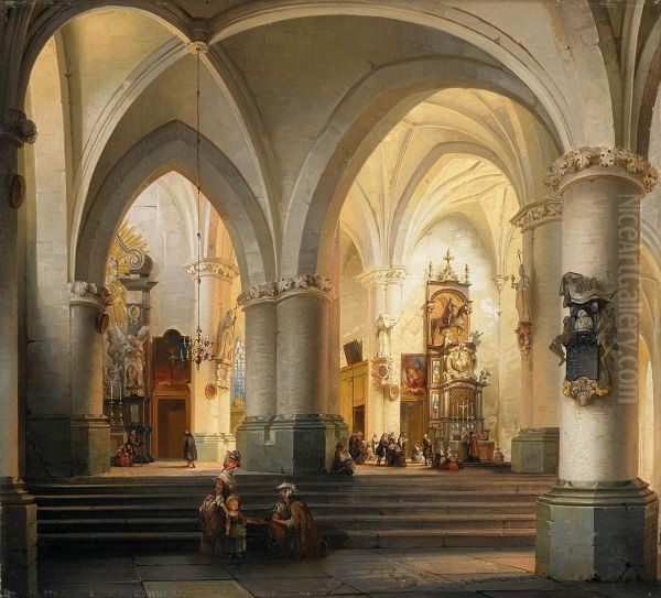 Kircheninneres Oil Painting by Joseph Maswiens