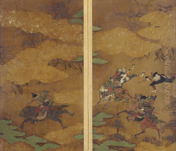 Battle Scene Oil Painting by Iwasa Matabei