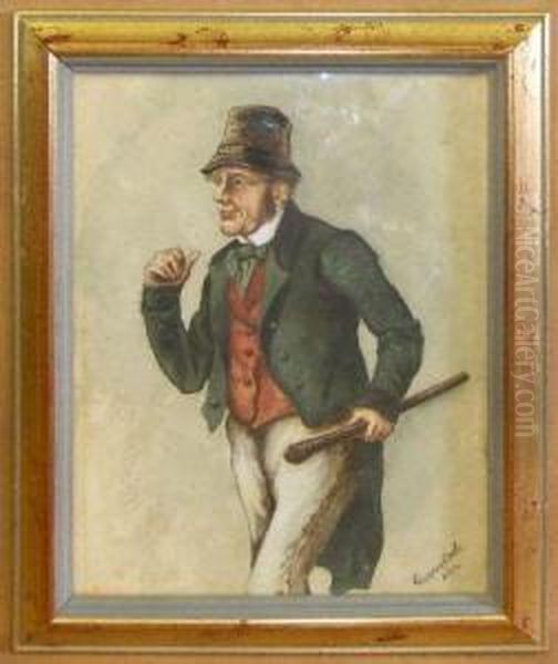 An Irishman Holding A Shillelagh Oil Painting by George Marshall Mather