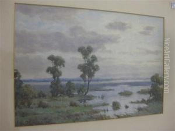 River Landscape Oil Painting by John Mather