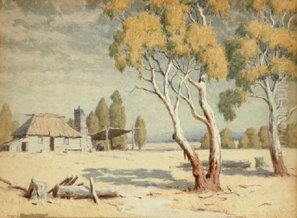 Pioneer's Hut Oil Painting by John A. Mather