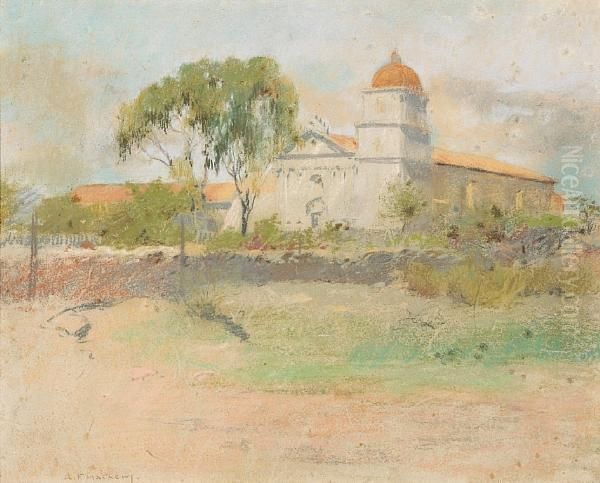 Santa Barbara Mission Oil Painting by Arthur Frank Mathews