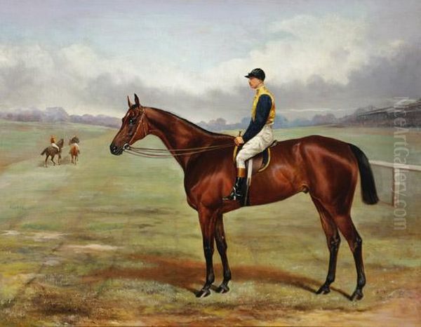 Portrait Of 'fieldmarshall' With Jockey Up Mr. Crawley, Owner Mr. Ustous Loder Oil Painting by John Mathews