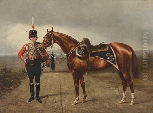 Westmoreland And Cumberland Yeomanry Officer In Review Order Oil Painting by John Mathews