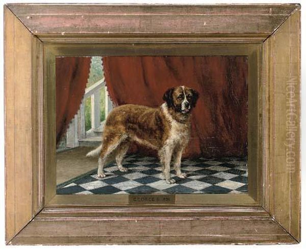 A St. Bernard, George Ii, In An Interior Oil Painting by John Mathews