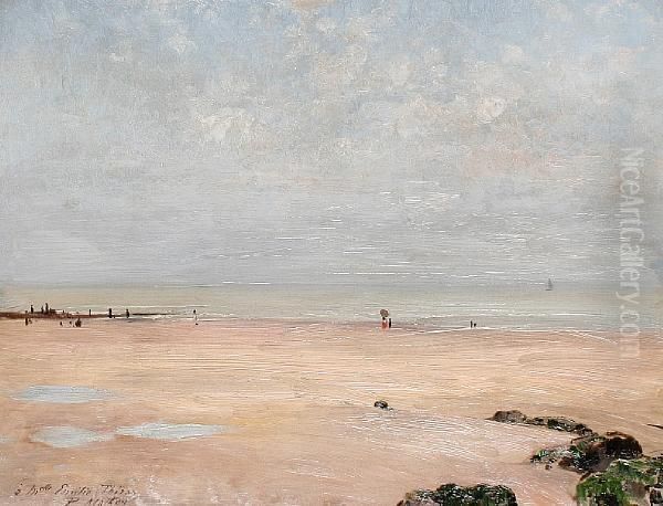 La Plage De Cabourg Oil Painting by Paul Mathey