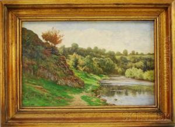 On The River Bank Oil Painting by Gabriel Mathieu