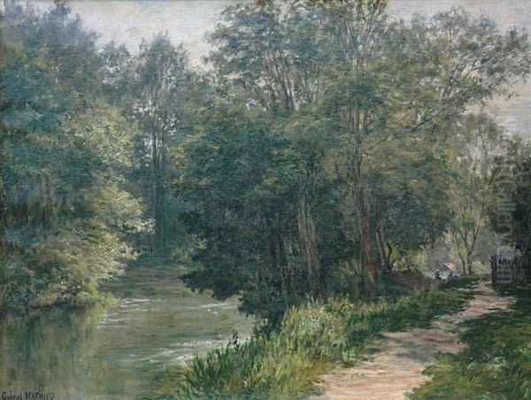 Le Repos Pres De La Riviere Ombragee Oil Painting by Gabriel Mathieu