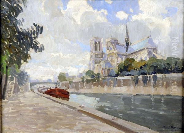 Notre Dame De Paris Vue Des Quais De La Seine Oil Painting by Paul Mathieu