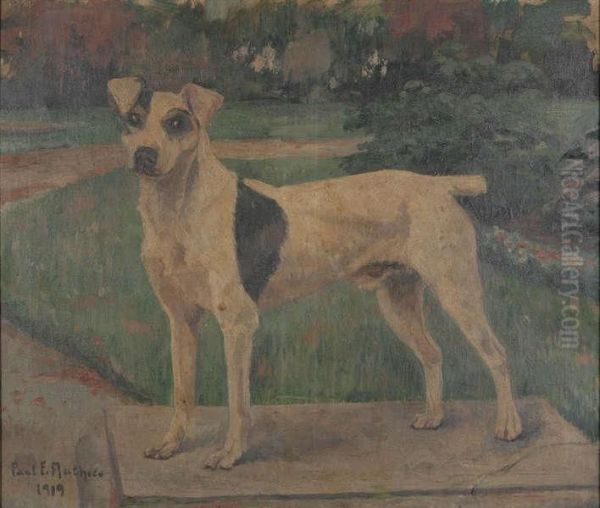 Fox Terrier In Het Park Oil Painting by Paul Mathieu