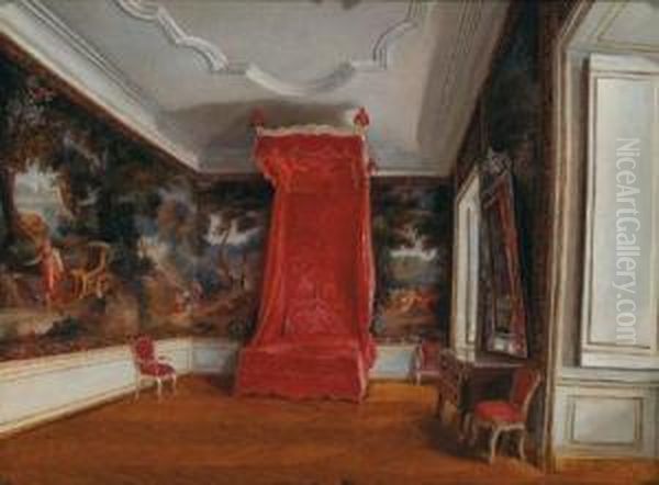 Interior Of Schloss Feldsberg Of The Princes Of Liechtenstein In South-moravia Oil Painting by Esch Mathilde