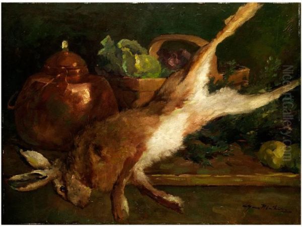 Jagdstilleben Mit Erlegtem Feldhasen Oil Painting by Hans Mathis