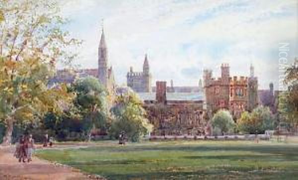 View Of A University College (thought To Be Cambridge) Oil Painting by Edward William Mathison