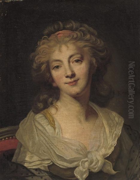 Portrait Of A Lady Oil Painting by E. Mathon