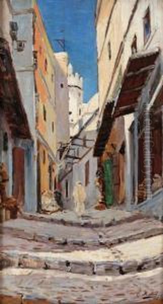 Rue D'alger En 1891 Oil Painting by Emile Louis Mathon