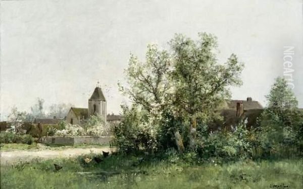 Village Aux Grands Arbres Oil Painting by Louis Remy Matifas