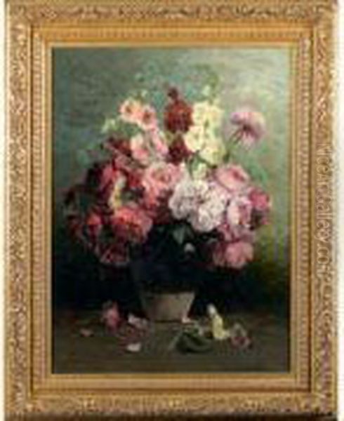 Bouquet De Fleurs Oil Painting by Louis Remy Matifas