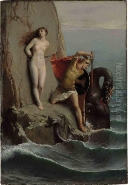 Perseus And Andromeda Oil Painting by Louis Matout