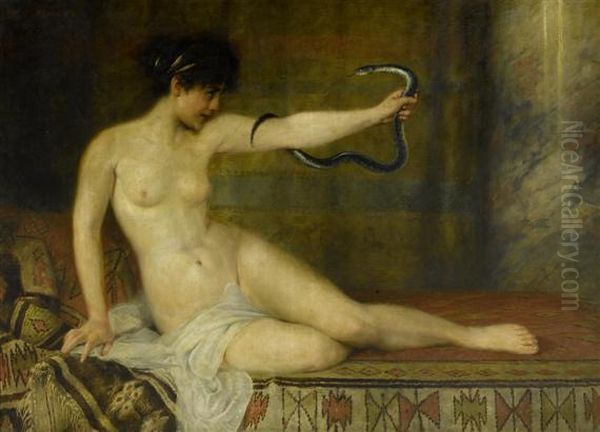 Cleopatra With The Snake Oil Painting by Theodor Matthei